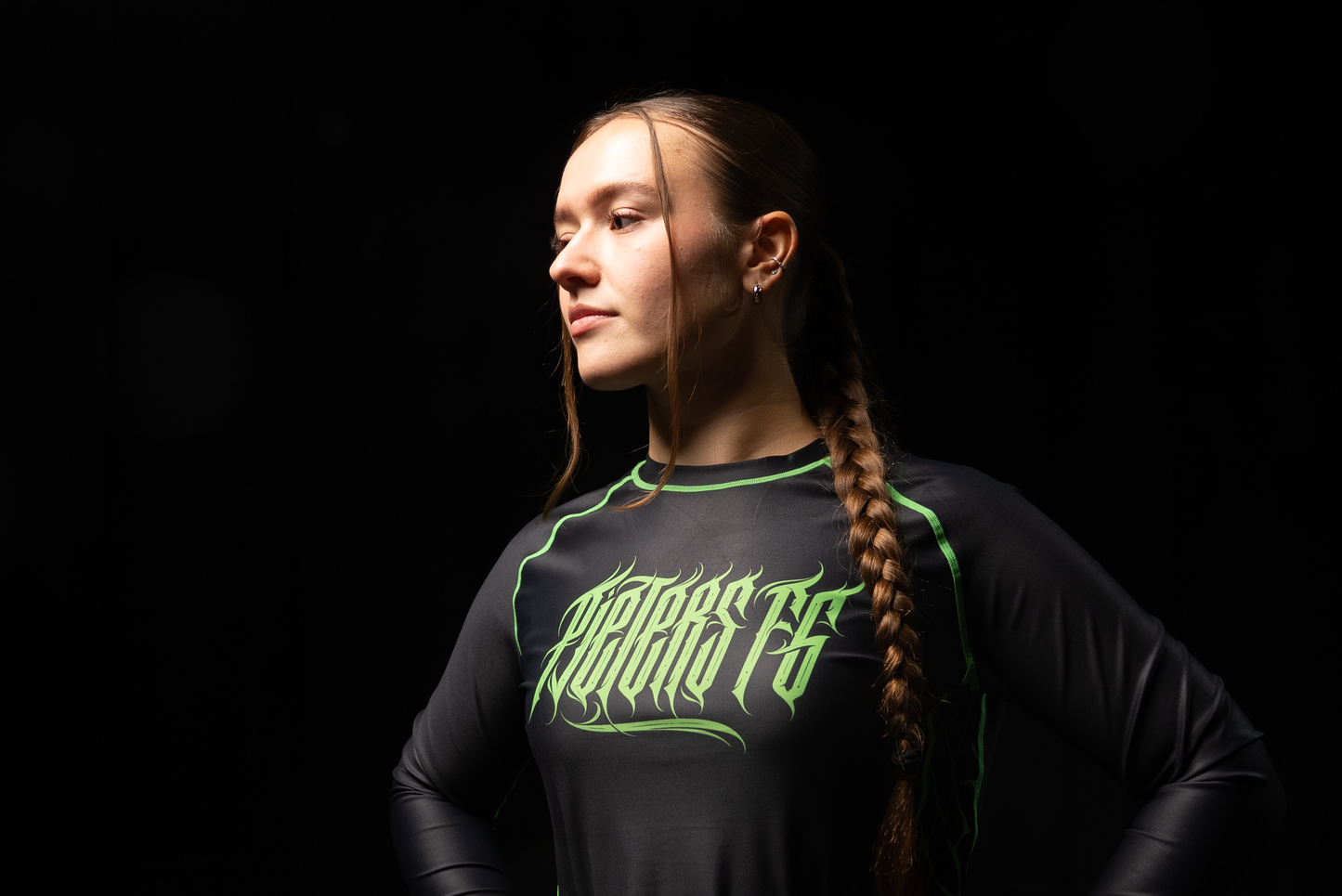 PFG Black & Green Rashguard – Pieters Fightgear | Long Sleeve by Pieters Fightgear – BJJ grappling gear