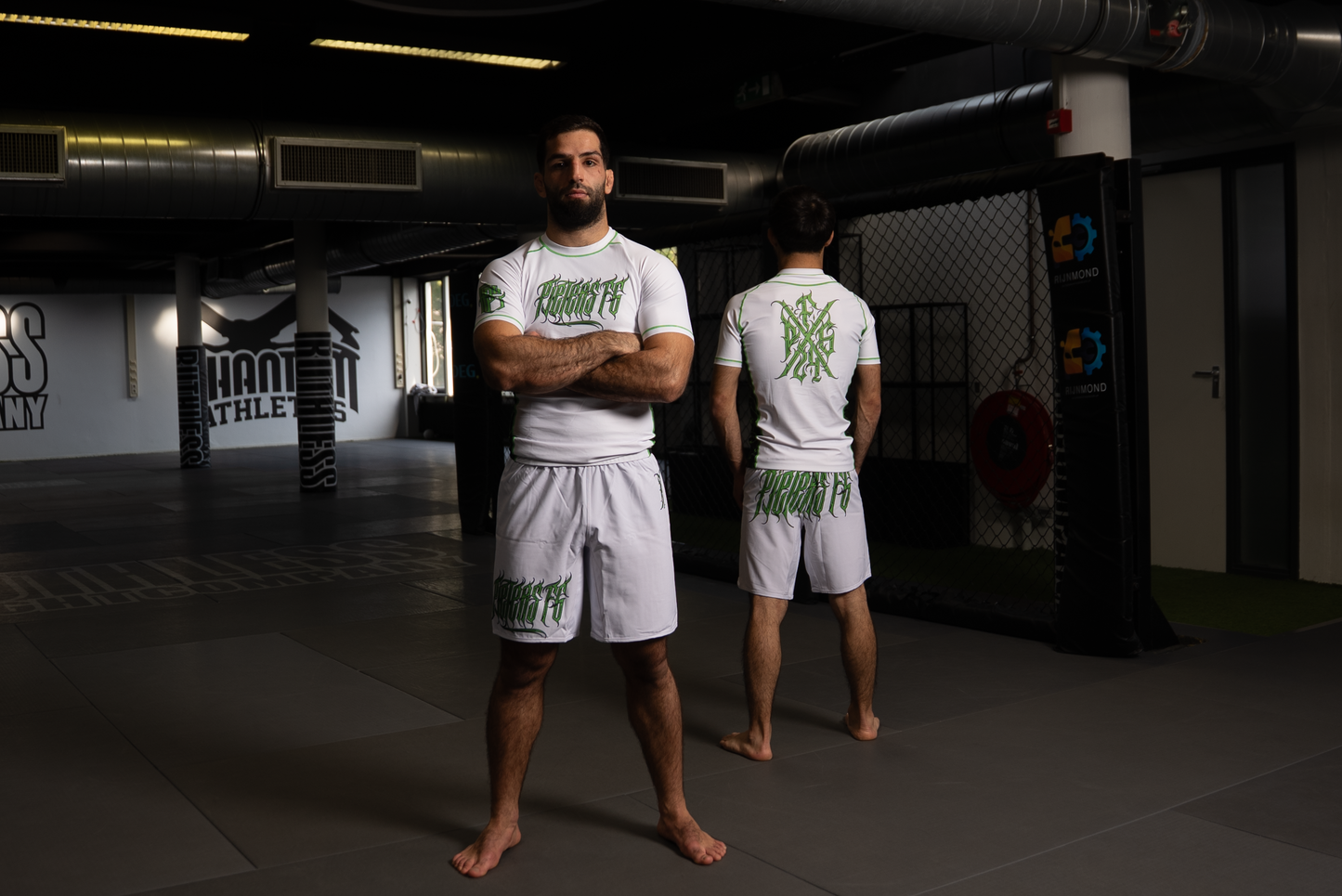 PFG White & Green Short Sleeve Rash Guard by Pieters Fightgear | Grappling and MMA Premium Apparel