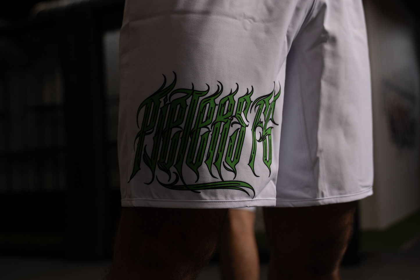 PFG White & Green Shorts – Pieters Fightgear | Grappling Shorts by Pieters Fightgear – BJJ grappling gear