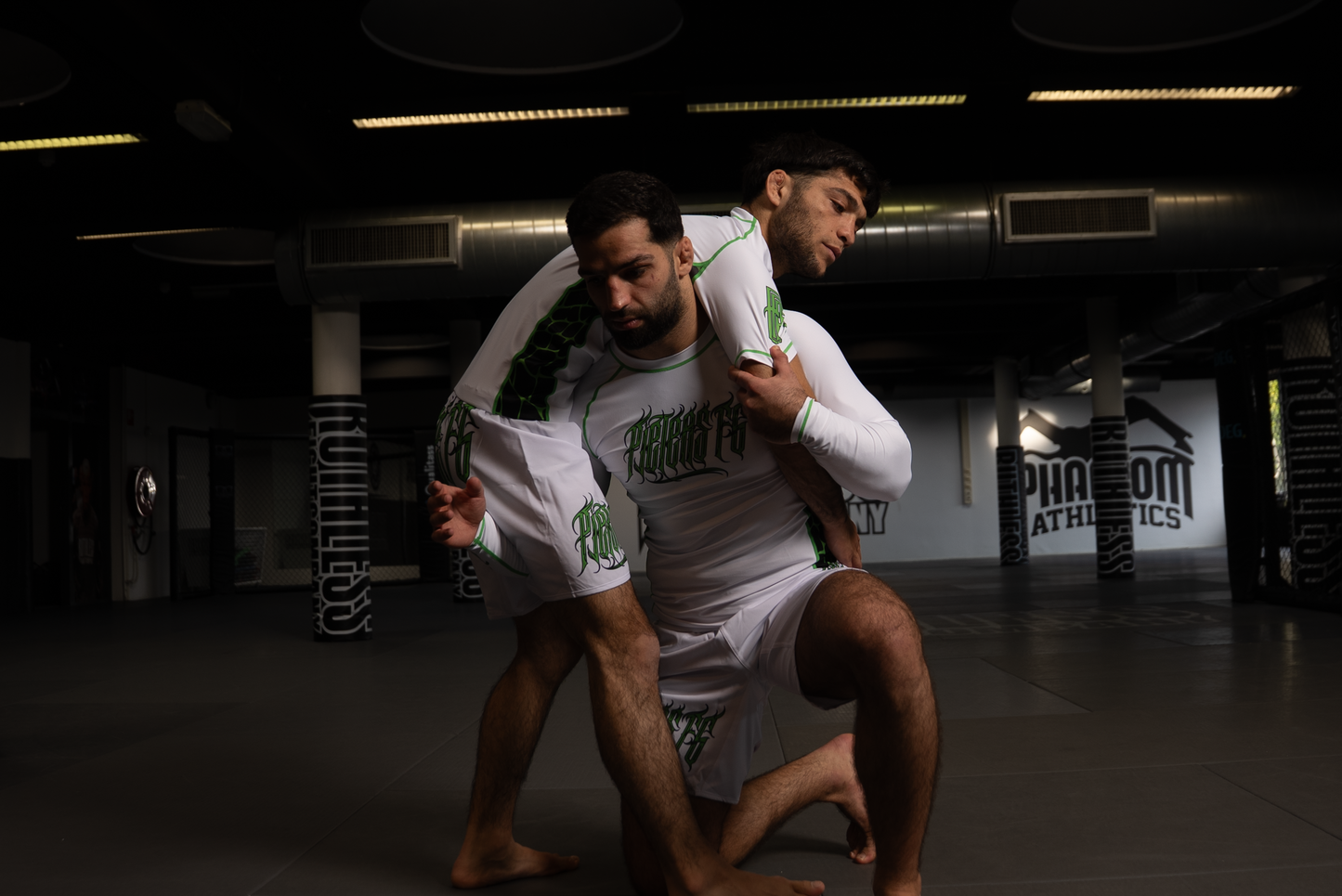 PFG White & Green Grappling Shorts by Pieters Fightgear | BJJ and MMA Premium Apparel