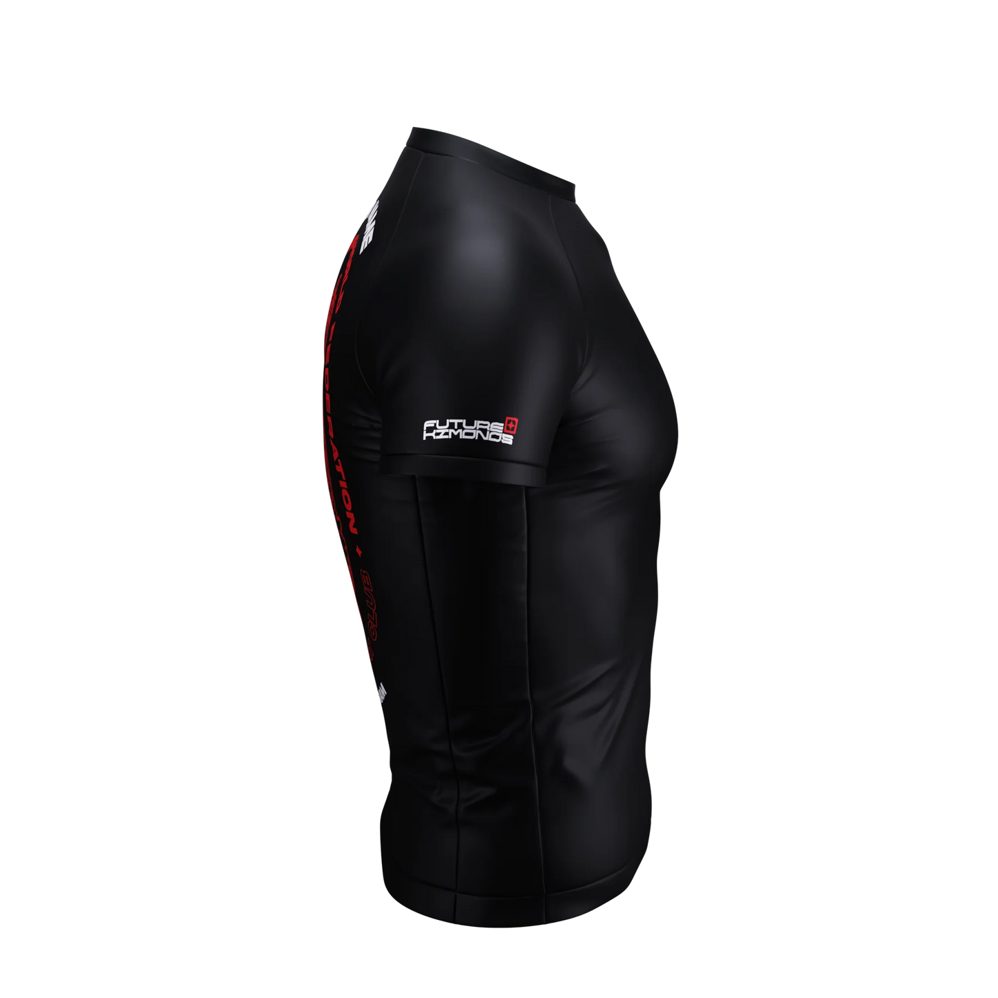 Right side view of ADCC Submission Grappling World Federation Short Sleeve Rash Guard by Future Kimonos for grappling