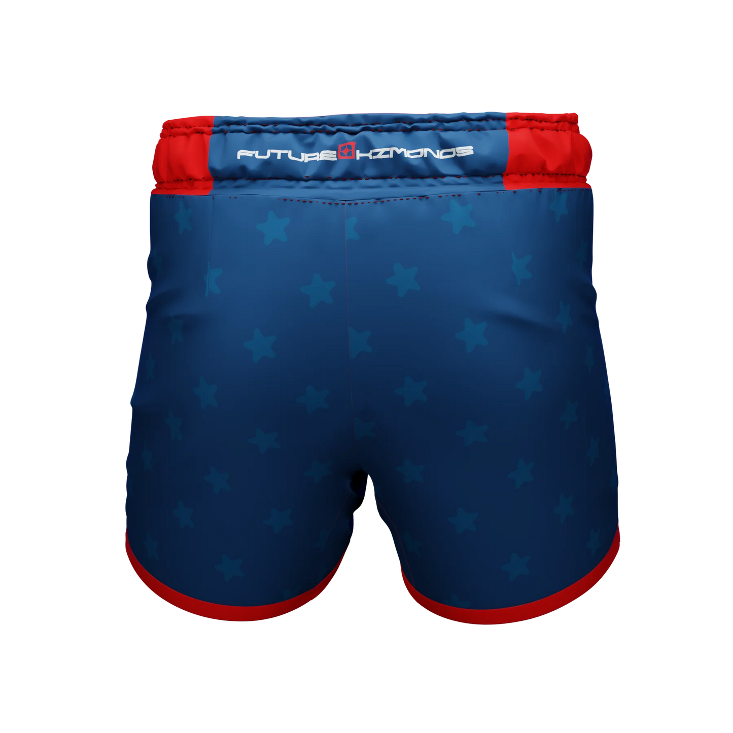 Back view of All American Fight Shorts by Future Kimonos featuring breathable, moisture-wicking fabric for grappling