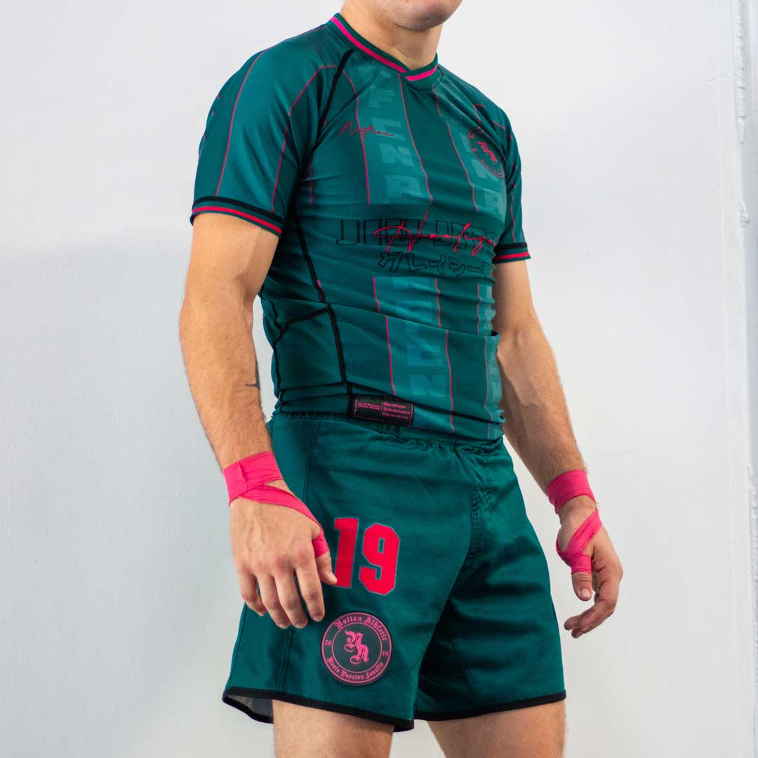 The Hooligans Set Short Sleeve BJJ Rash Guards and Shorts | Nation Athletic Jiu Jitsu Supply
