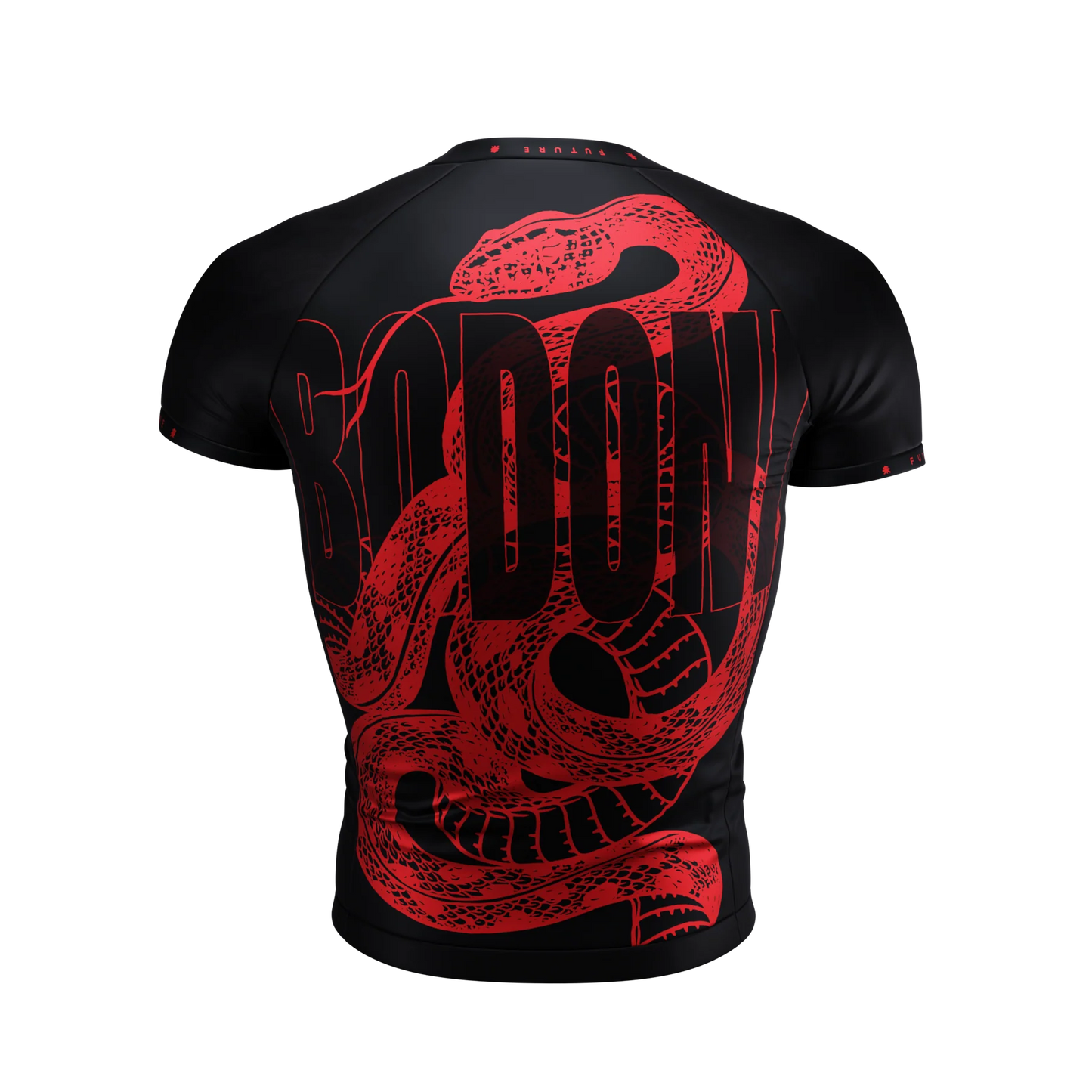 Back view of Dangerous Short Sleeve Rash Guard by Future Kimonos featuring premium matte fabric for submission grappling