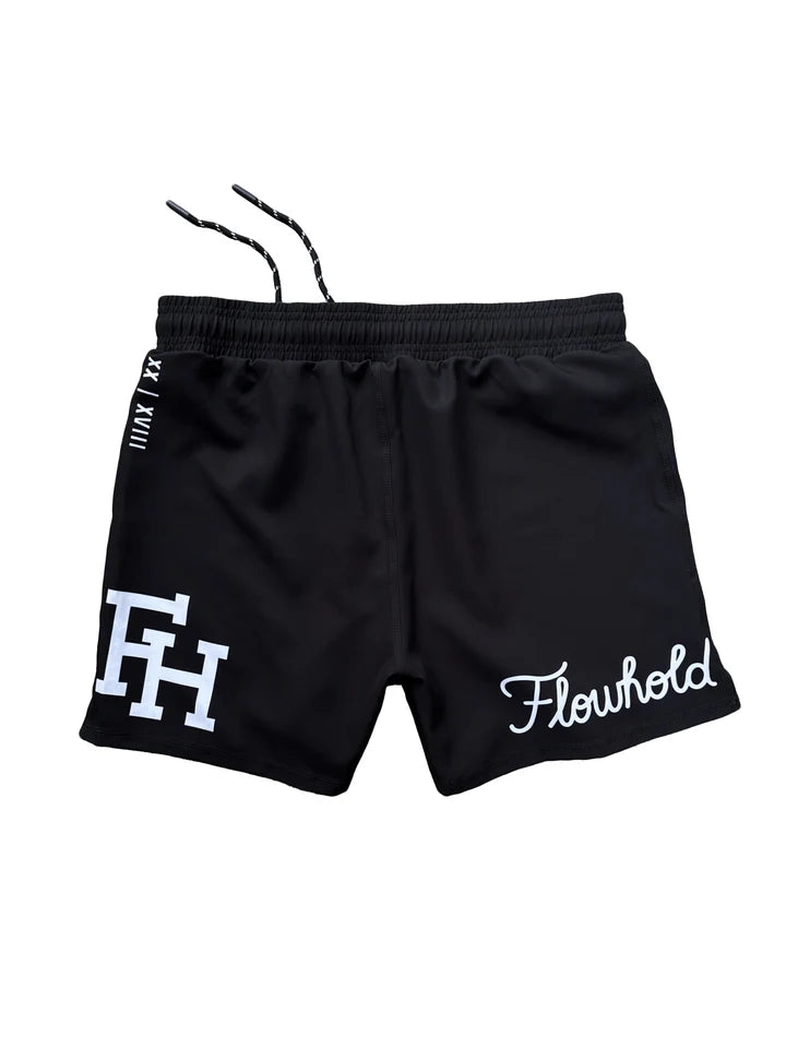 The Defeater Fight Shorts by Flowhold – back view flat lay