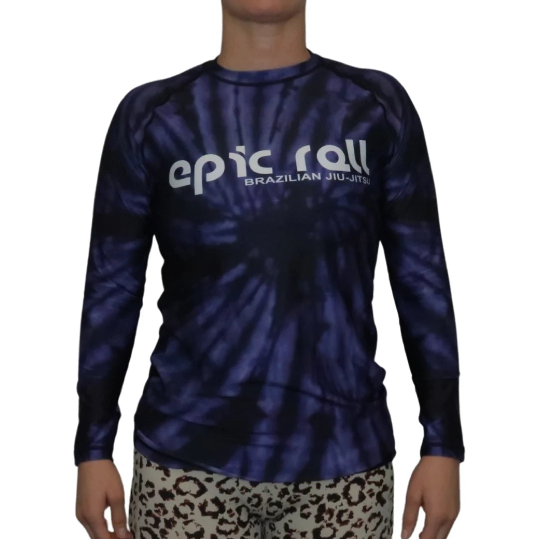 Epic Tie Dye Rash Guard (Purple Haze) Long Sleeve + Epic Grappling Shorts 2.0 Epic Roll