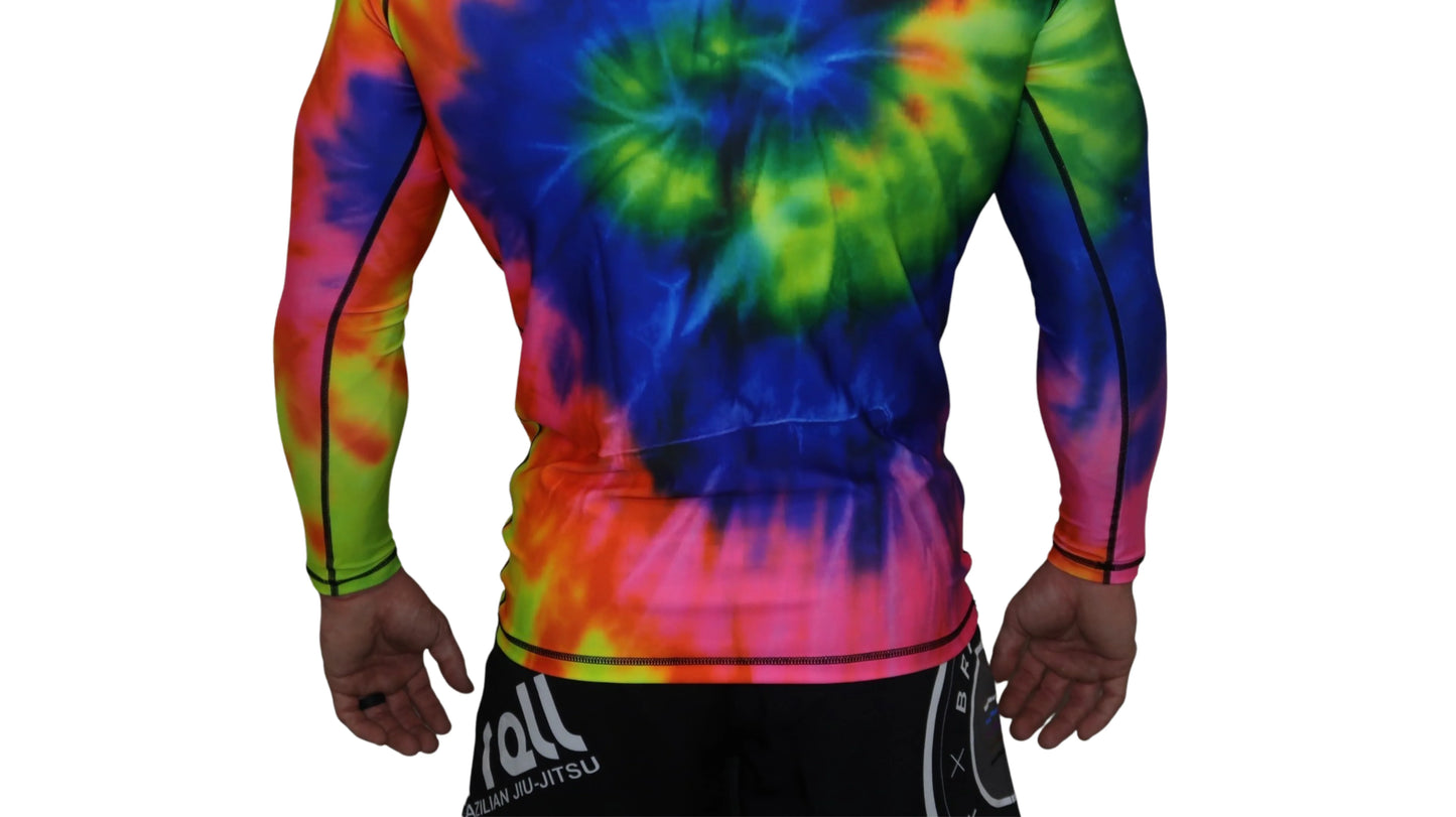 Epic Tie Dye Rash Guard (multi-color) Long Sleeve + Epic Grappling Shorts 2.0 Epic Roll