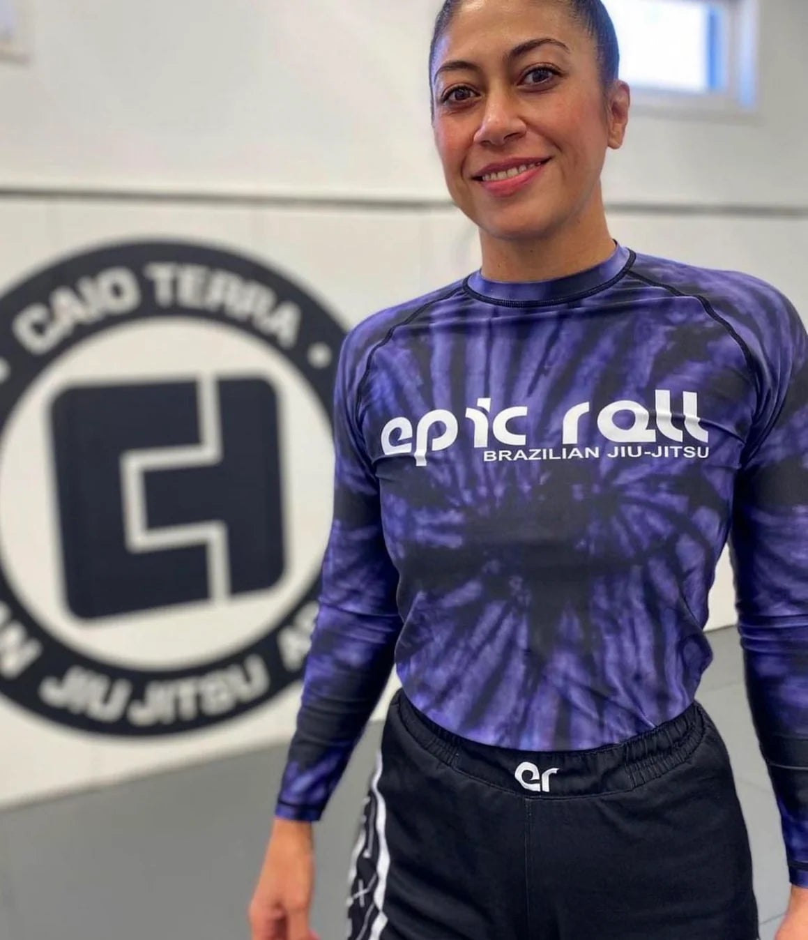 Epic Tie Dye Rash Guard (Purple Haze) Long Sleeve + Epic Grappling Shorts 2.0 Epic Roll