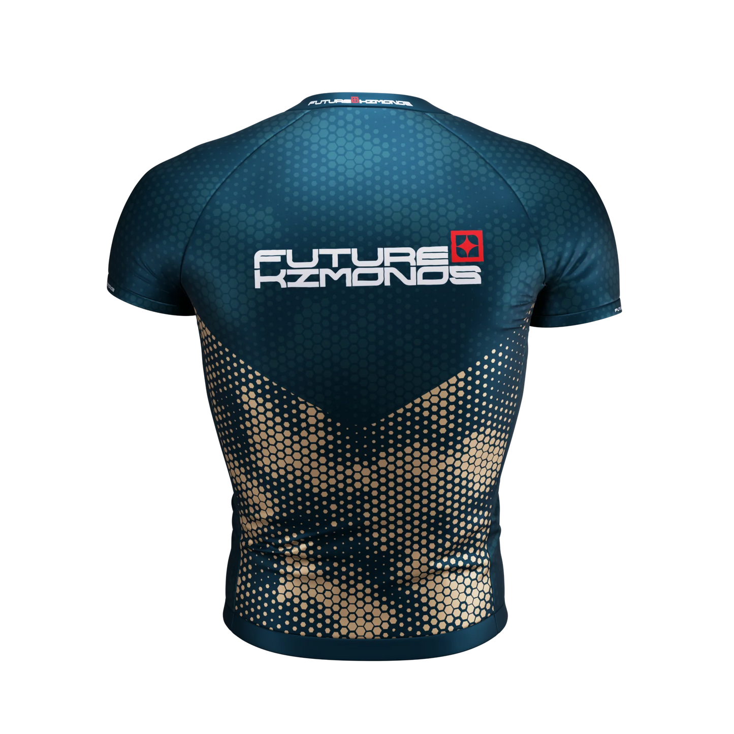 Back view of One Path Camo Short Sleeve Rash Guard by Future Kimonos designed for submission grappling and no-gi BJJ