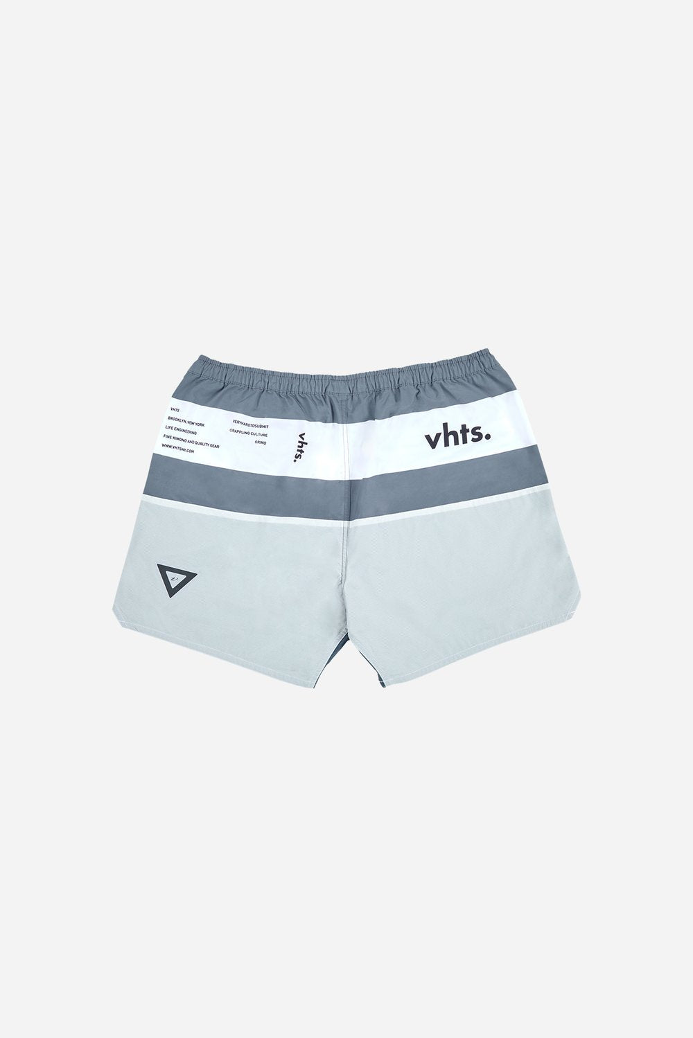 VHTS Ashen Combat Shorts – back view. Minimalist fight shorts built for durability, featuring ventilation mesh and reflective details.