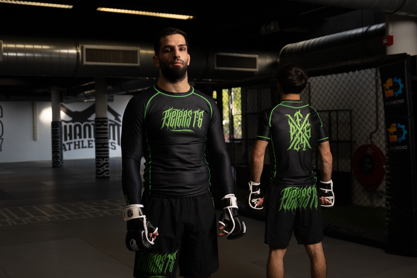 PFG Negro & Verde Rash Guard Manga Larga by Pieters Fightgear | Grappling y MMA Premium Apparel