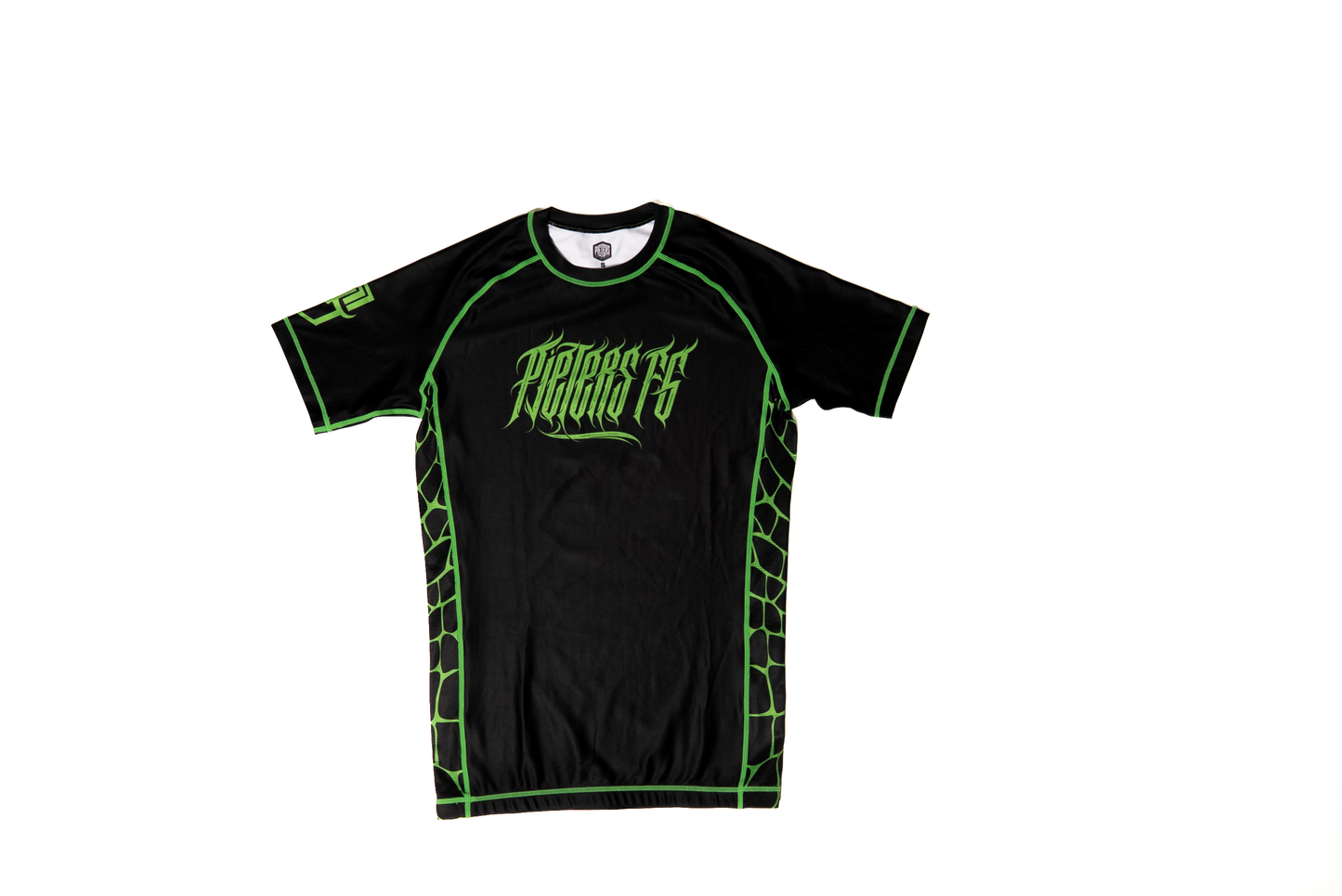 PFG Negro & Verde Rash Guard manga Corta by Pieters Fightgear | Grappling y MMA Premium Apparel