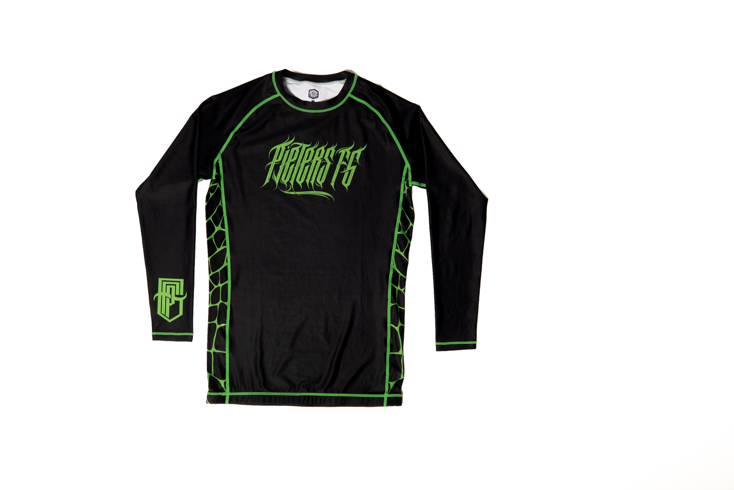 PFG Negro & Verde Rash Guard Manga Larga by Pieters Fightgear | Grappling y MMA Premium Apparel