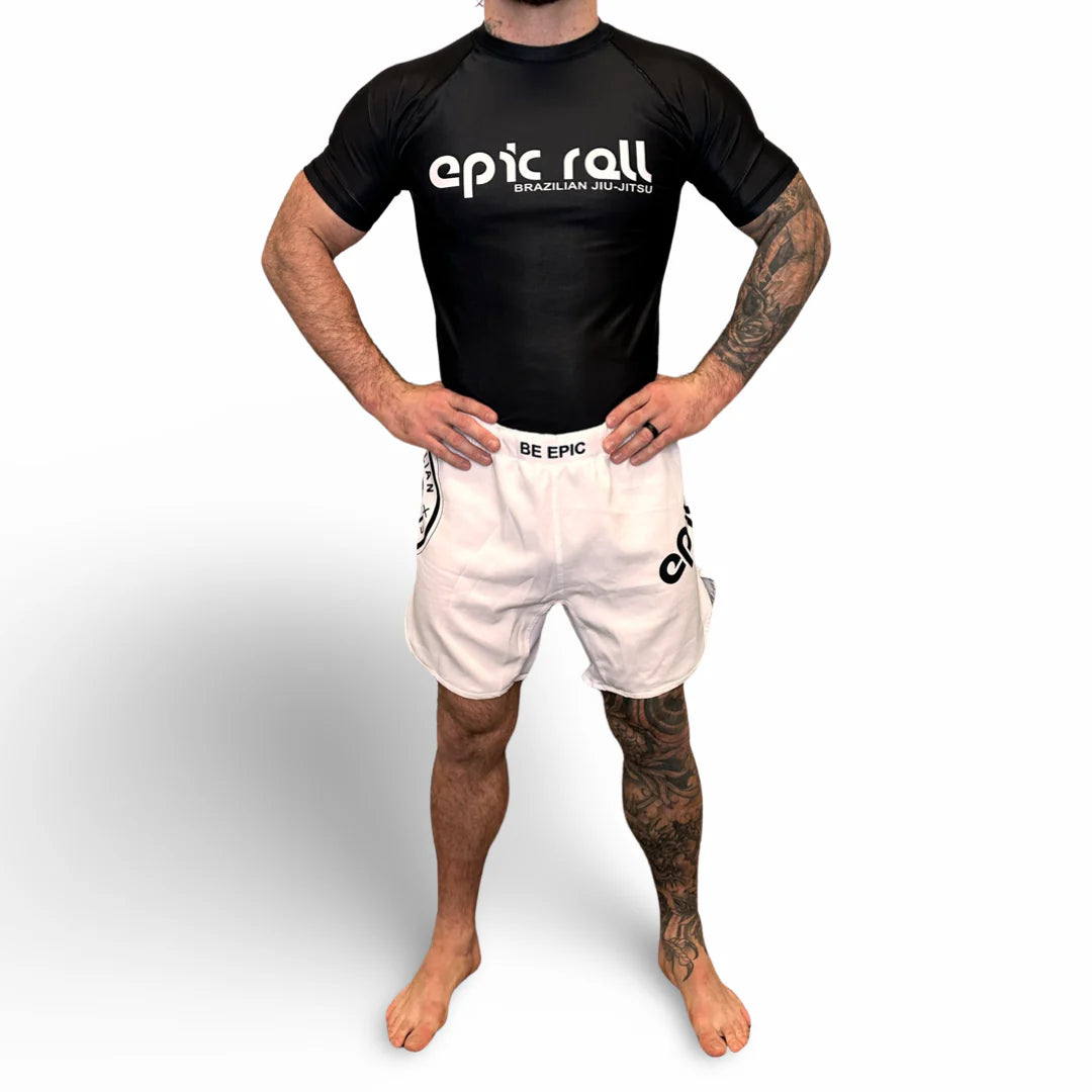 Epic Grappling Shorts 2.0 (Elastic Waistband) Ghost White