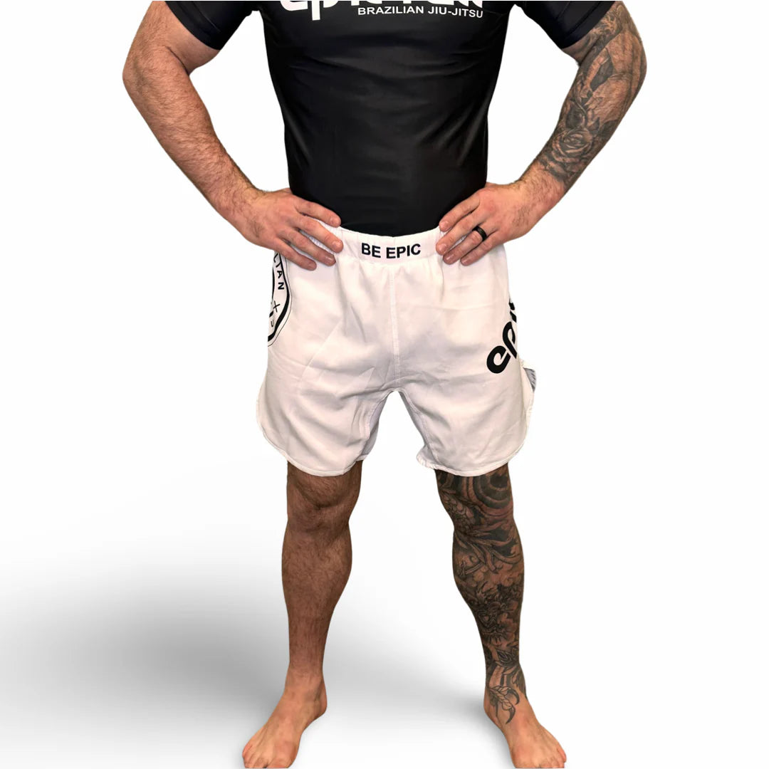 Epic Grappling Shorts 2.0 (Elastic Waistband) Ghost White