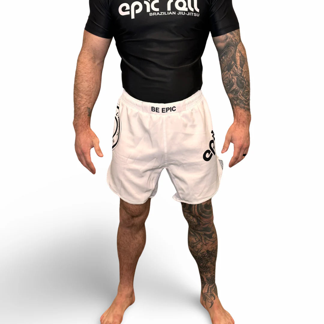 Epic Grappling Shorts 2.0 (Elastic Waistband) Ghost White