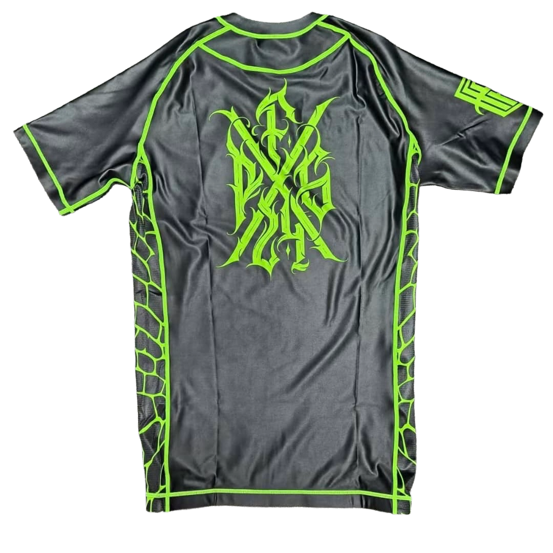 PFG Negro & Verde Rash Guard manga Corta by Pieters Fightgear | Grappling y MMA Premium Apparel