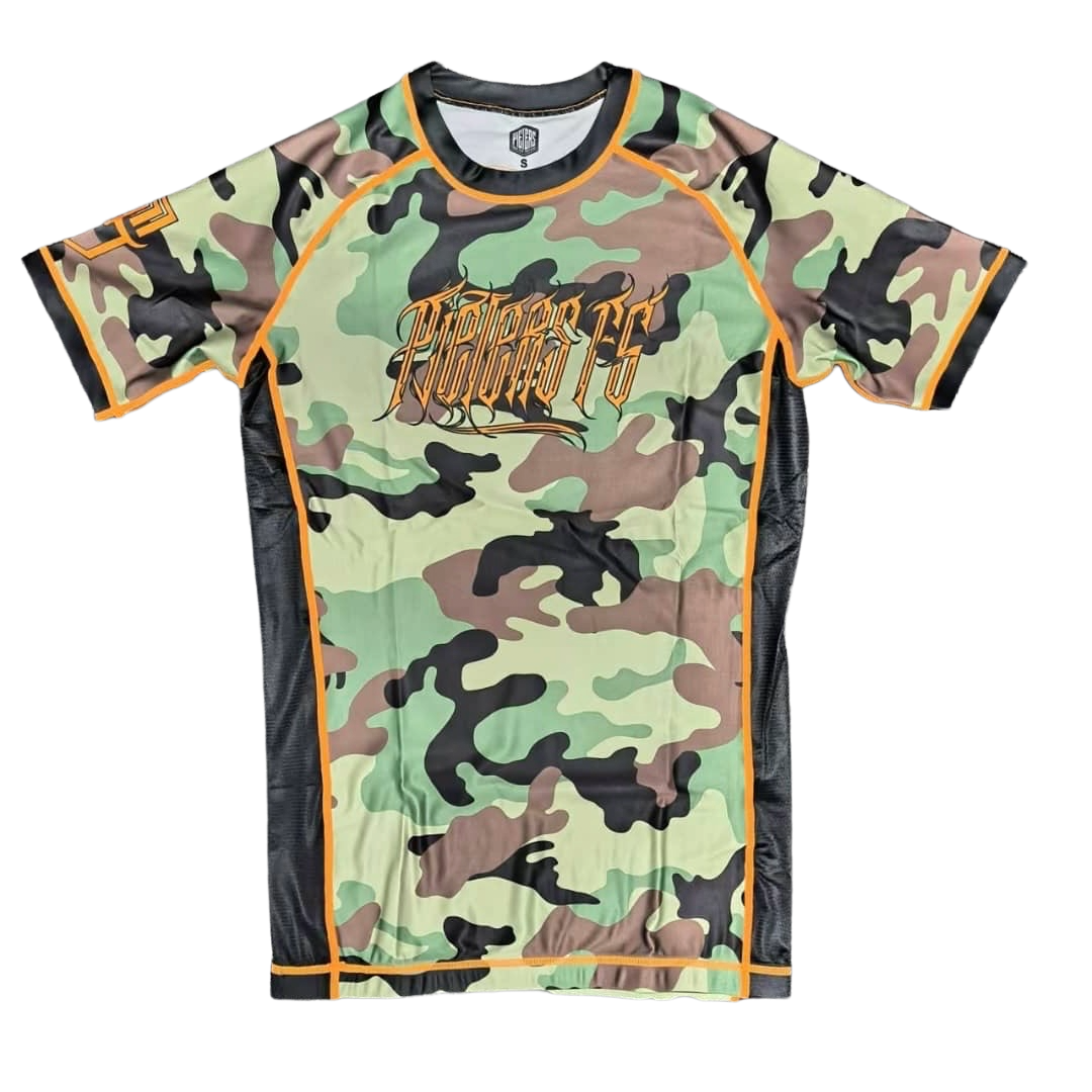 PFG Camo Short Sleeve Rash Guard by Pieters Fightgear | Grappling and MMA Premium Apparel