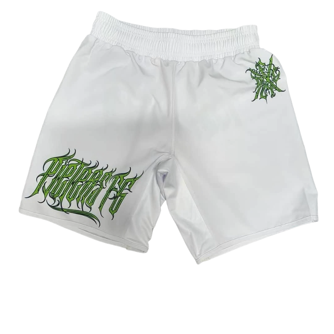 PFG Blanco & Verde Grappling Shorts by Pieters Fightgear | BJJ y MMA Premium Apparel