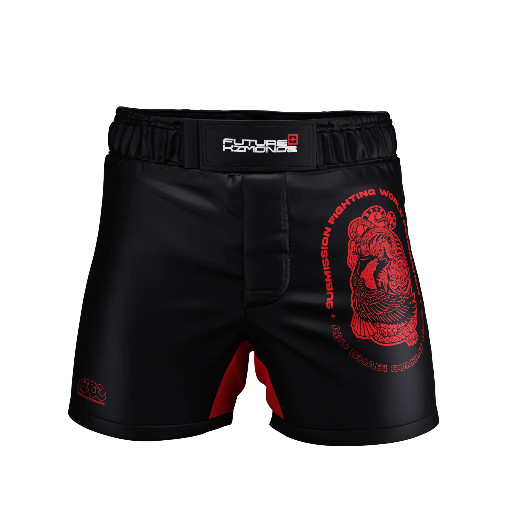 Front view of ADCC Submission Grappling World Federation Series Fight Shorts by Future Kimonos for no-gi BJJ