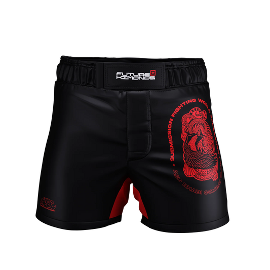 Front view of ADCC Submission Grappling World Federation Series Fight Shorts by Future Kimonos for no-gi BJJ