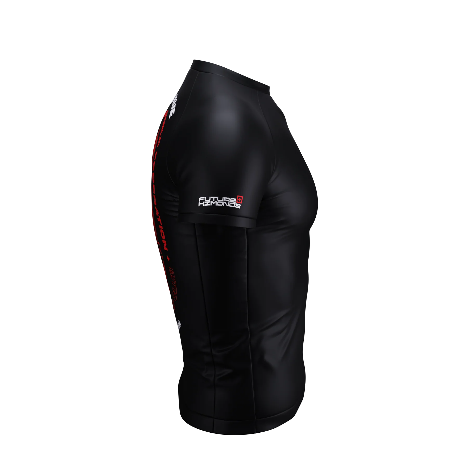Right side view of ADCC Submission Grappling World Federation Short Sleeve Rash Guard by Future Kimonos for grappling