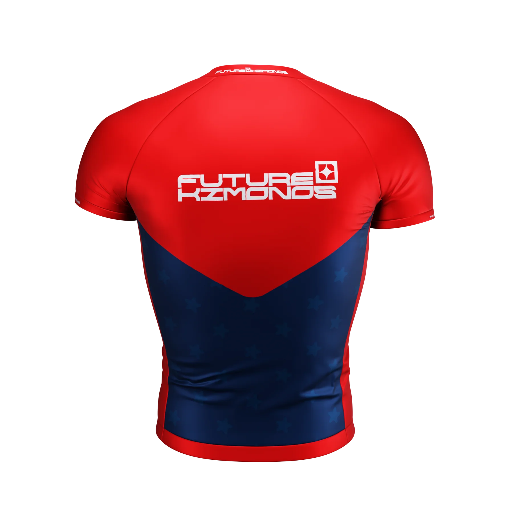 Back view of All American Short Sleeve Rash Guard by Future Kimonos featuring patriotic design for grapplers