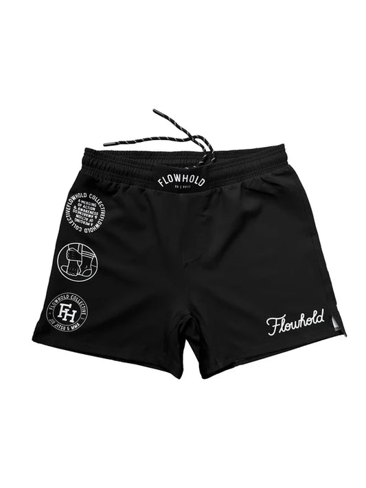 The Defeater Fight Shorts by Flowhold – front view flat lay