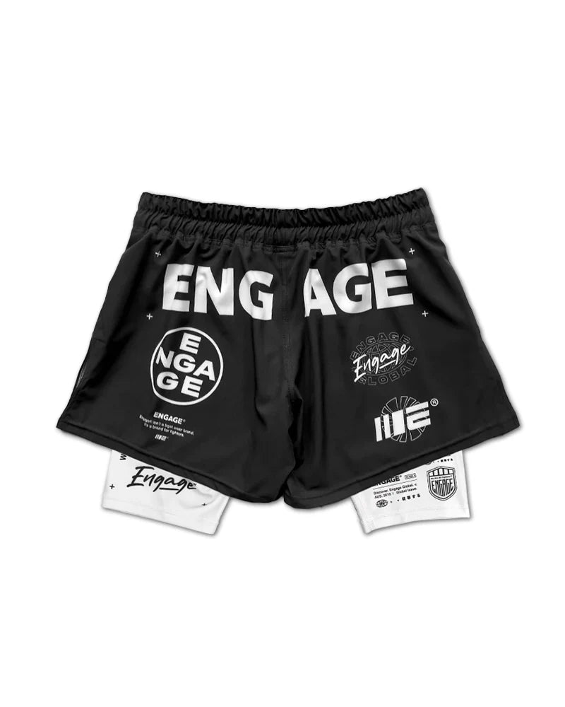 Back view of Engage Billboard 2-in-1 Hybrid Shorts Black