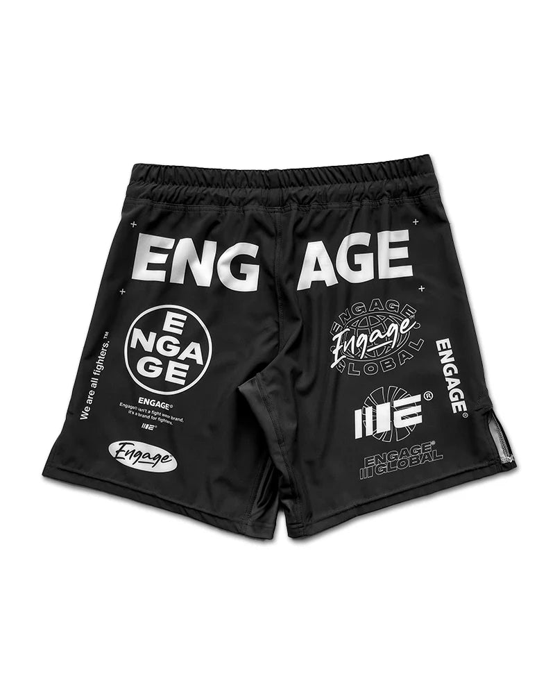 Back view of Engage Billboard MMA Grappling Shorts Black