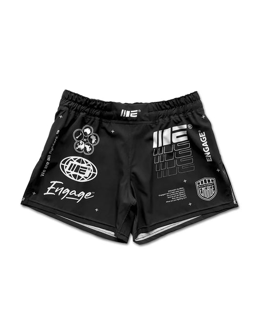 Front view of Engage Billboard MMA Hybrid Shorts Black