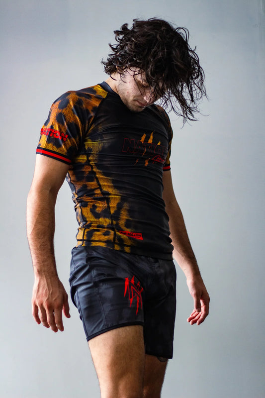 The Cheetah | Pursuit of Speed Set Short Sleeve BJJ Rash Guards and Shorts | Nation Athletic Jiu Jitsu