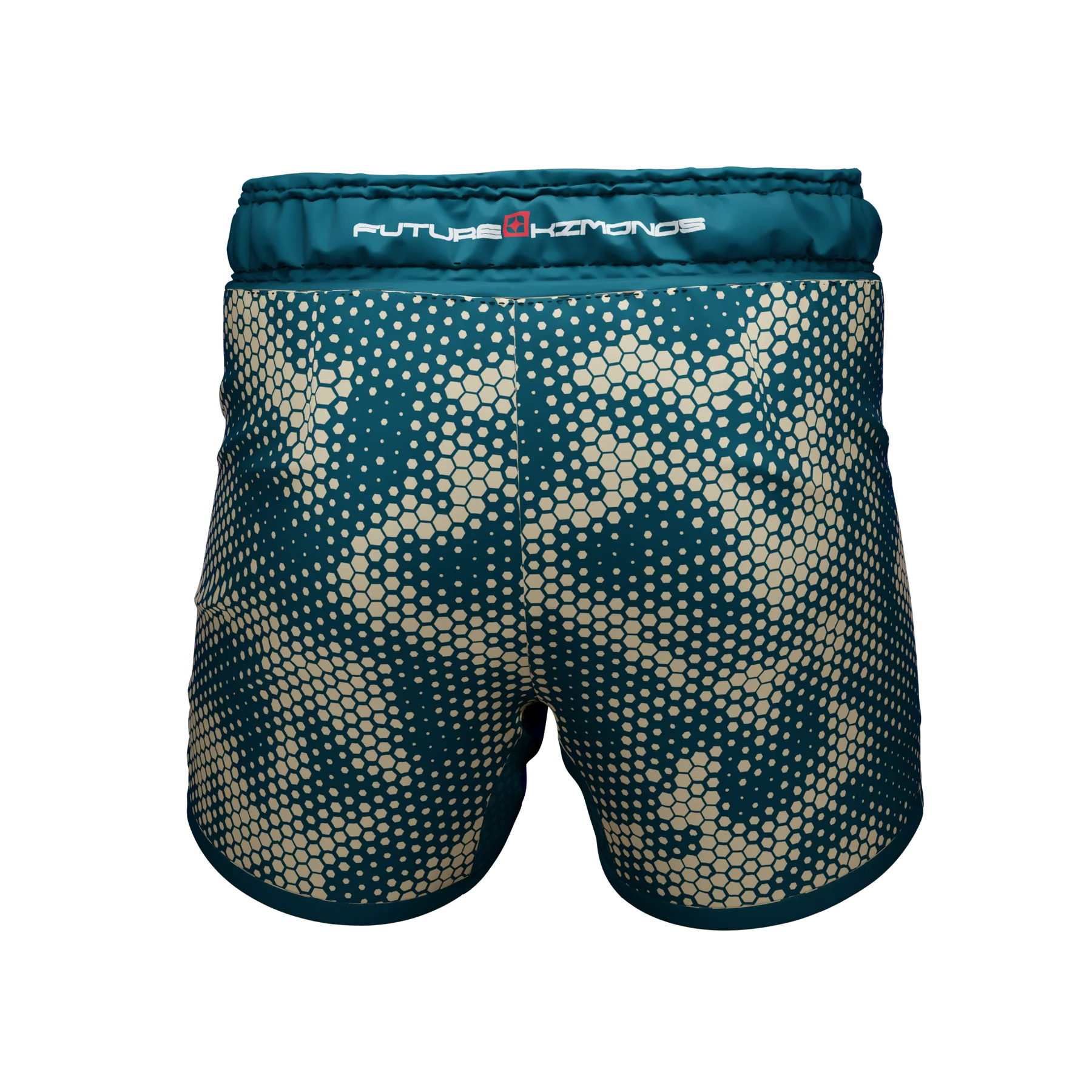 Back view of One Path Camo Fight Shorts by Future Kimonos featuring lightweight, moisture-wicking fabric for grappling